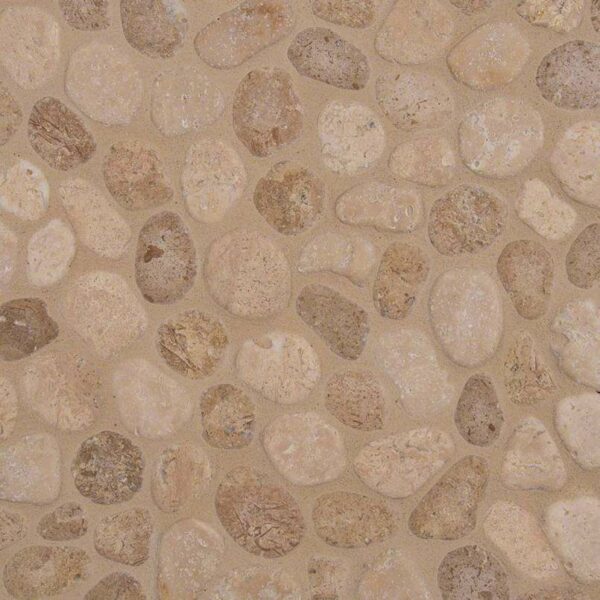TRAVERTINE BLEND PEBBLES MESH BACKED